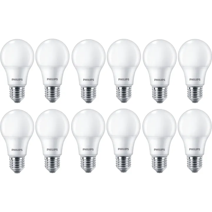 Philips E27 standardpære, 3000K, 8W, 12-pak – pære — produktfoto