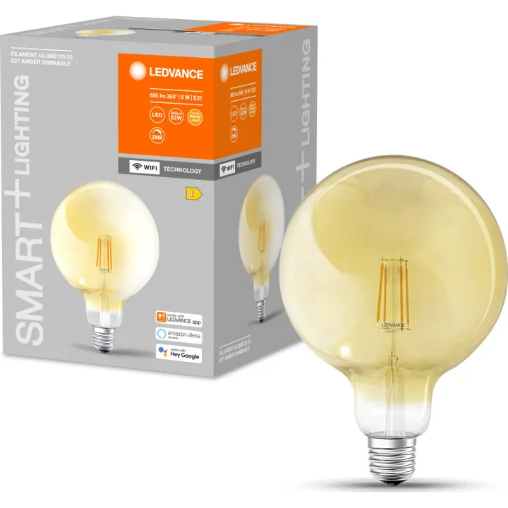 Ledvance Smart+ Wifi E27 globepære, 2400K, 6W – pære — produktfoto