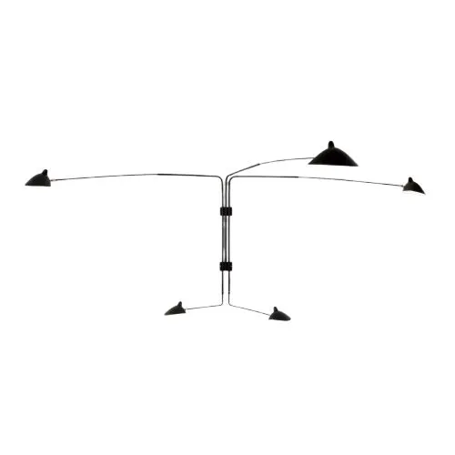 Serge Mouille 5 Rotating Straight Arms Sort – væglampe — produktfoto