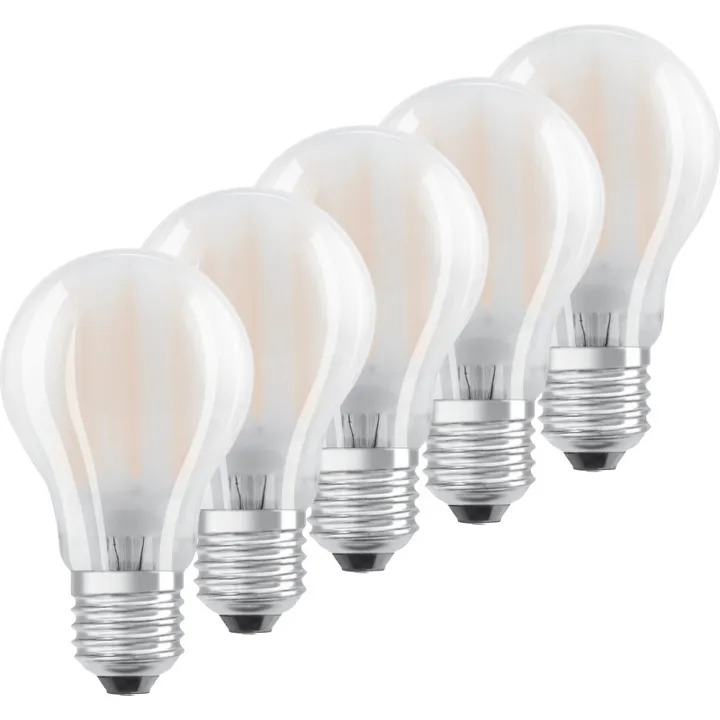 Ledvance E27 standardpære, 2700K, 7W, 5-pak – pære — produktfoto