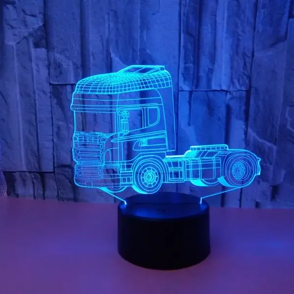 Truck 3D lampe. Natlampe med en flot lastbil. Farveskift mellem 7 farver. – dekorationslys — produktfoto