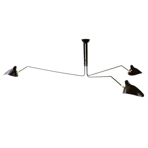 Serge Mouille Plafonnier 3 Sort & Messing – loftlampe — produktfoto