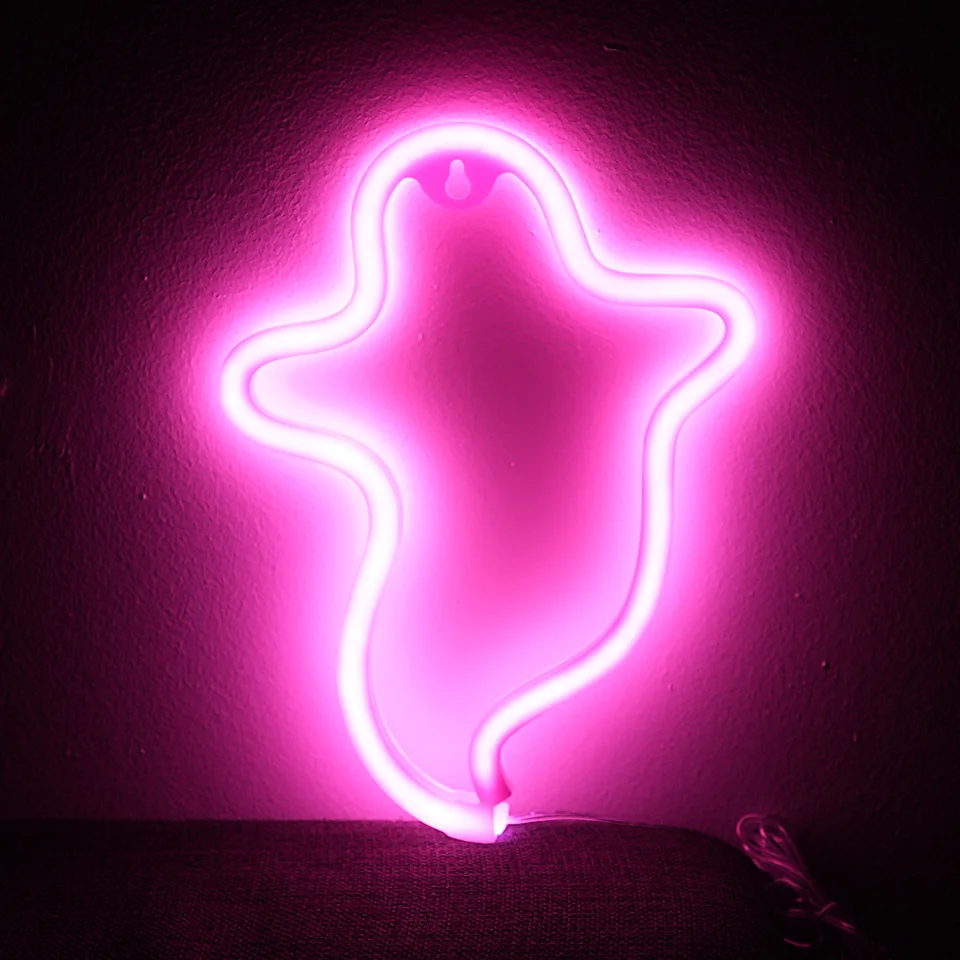 Geekd Spøgelse Neon LED Lampe Pink – dekorationslys — produktfoto
