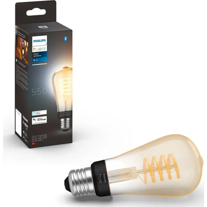 Philips Hue White Ambiance E27 edisonpære, 2200K-6500K, 7W, Ø6,4 cm – pære — produktfoto