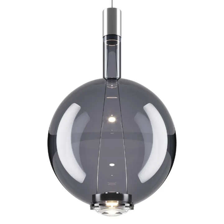 Lodes Sky-Fall Round Stor 2700K Sort Krom/Glossy Smoke – pendel — produktfoto