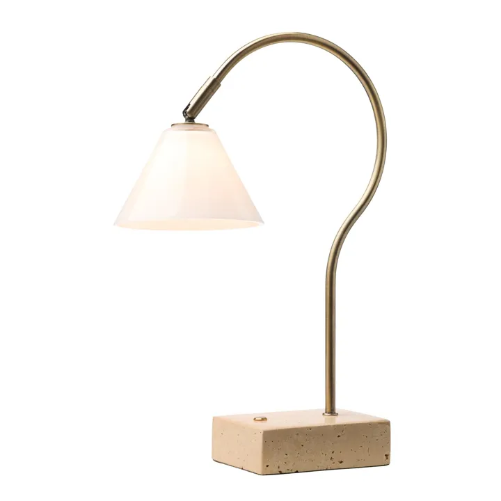 Halo Design Question Antik Messing/Opal – transportabel bordlampe — produktfoto
