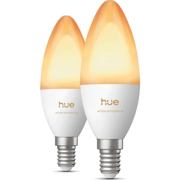 Philips Hue White Ambiance E14 kertepære, 2200K-6500K, 4W, 2-pak – pære — produktfoto