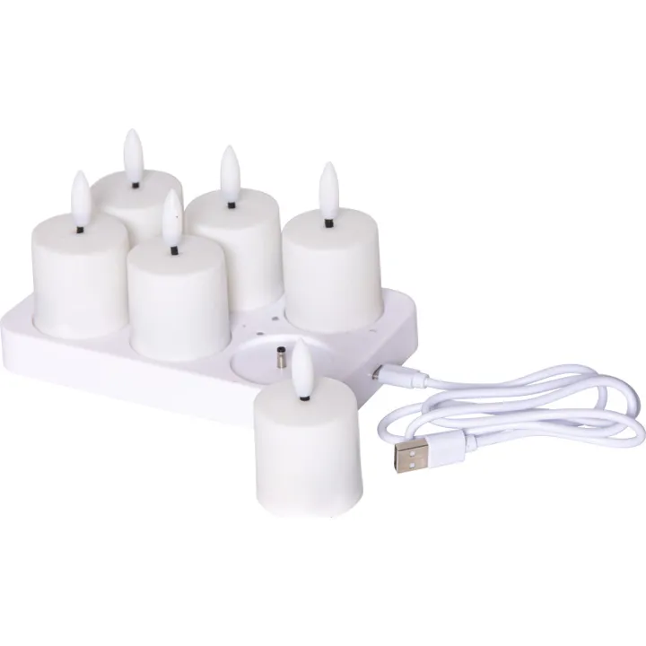 Star Trading Charge LED bloklys, 8,5 cm, 6-pak – LED-stearinlys — produktfoto