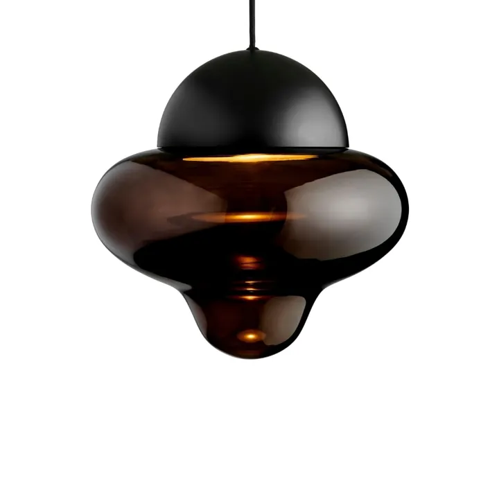 Design By Us Nutty XL Brown Glass / Black Dome – pendel — produktfoto
