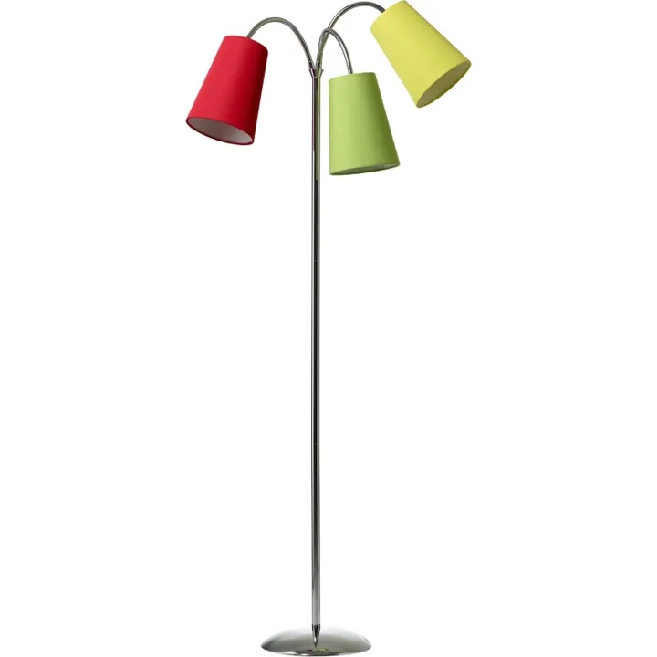 Nielsen Light Salsa , krom med rød, gul & grøn skærm – gulvlampe — produktfoto