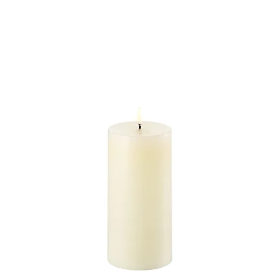 Uyuni LED bloklys, Ivory, Smooth, 7,8x15 cm – LED-stearinlys — produktfoto