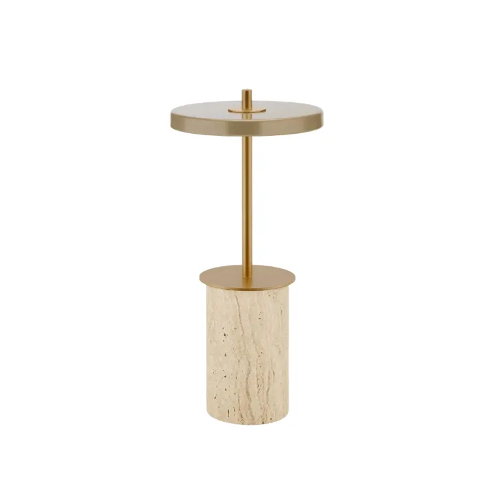 Umage Asteria Move Mini Clay Travertine/Messing – transportabel bordlampe — produktfoto