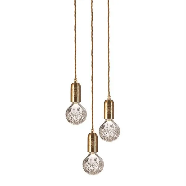 Lee Broom Crystal Bulb 3 Stk Klar/Messing – pendel — produktfoto