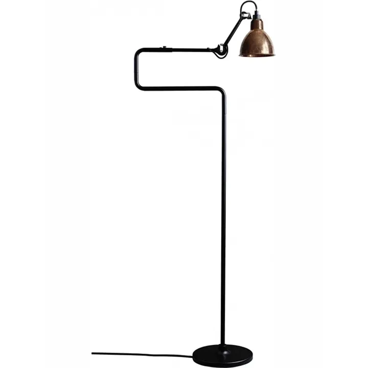 La Lampe Gras N411 Mat Sort & Mat Sort/Kobber – gulvlampe — produktfoto