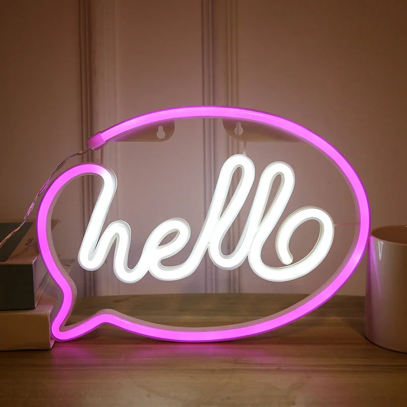 Geekd Hello Taleboble Neon LED Lampe – dekorationslys — produktfoto