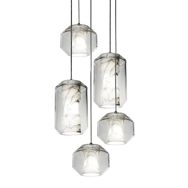 Lee Broom Chamber Light 5 Stk Carrara Marmor/Krystal – pendel — produktfoto