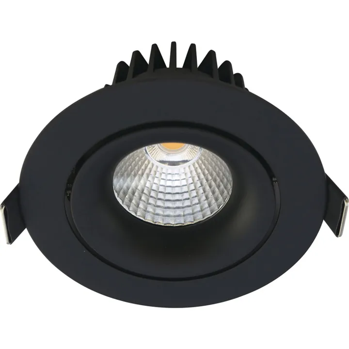 Nordtronic Velia Tilt indbygningsspot, rund, mat sort, DTW – indbygningsspot — produktfoto