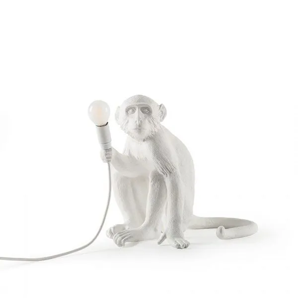 Seletti Monkey Sitting Hvid – bordlampe — produktfoto