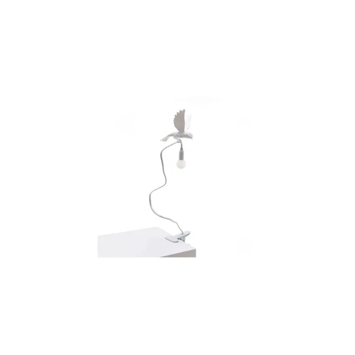 Seletti Sparrow Landing Med Klemme Hvid – bordlampe — produktfoto