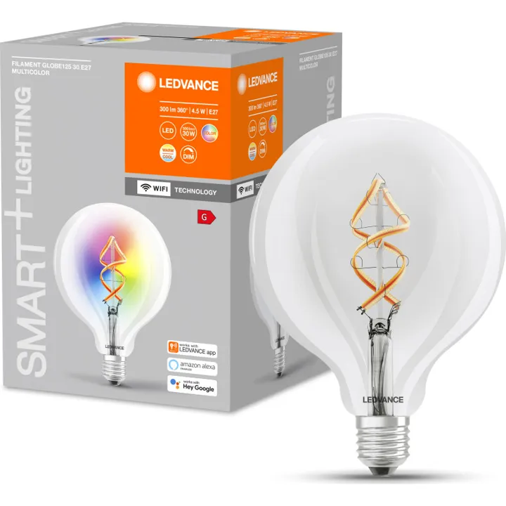 Ledvance Smart+ Wifi E27 globepære, 2700K, 4,5W – pære — produktfoto