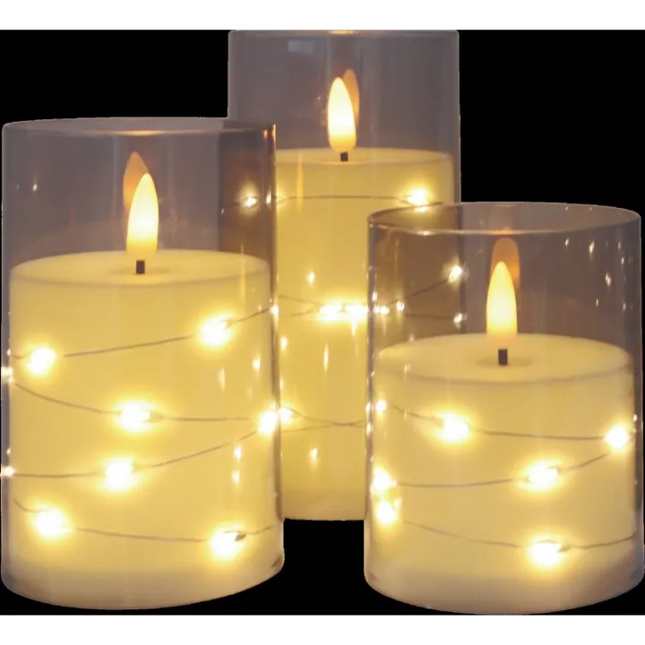 Veli Line LED bloklys, 3-pak – LED-stearinlys — produktfoto