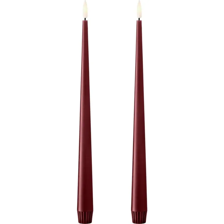 ester & erik LED kronelys, 30 cm, bordeaux, 2-pak – LED-stearinlys — produktfoto