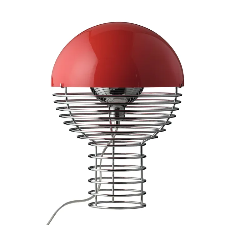 Verpan Wire Ø30 Krom/Rød – bordlampe — produktfoto