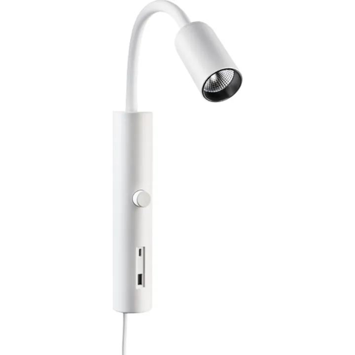 SG Armaturen SG Tube med USB, 2700K, hvid – væglampe — produktfoto
