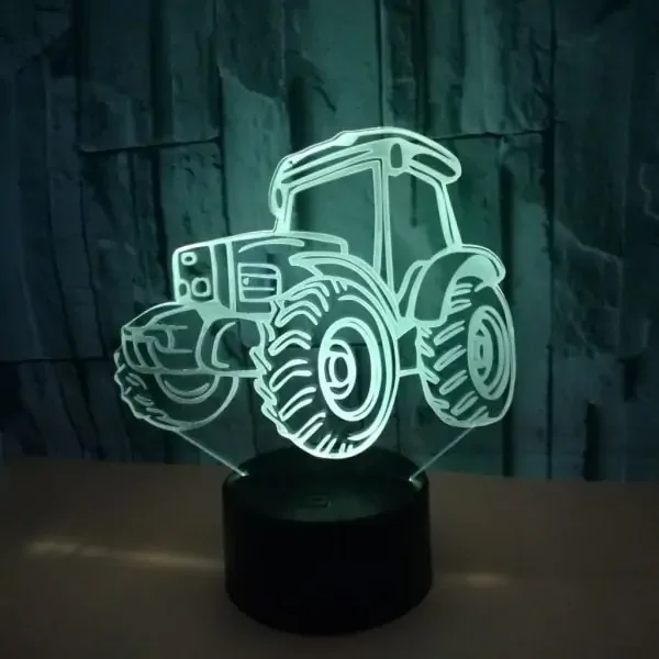 Traktor 3D lampe. Farveskift mellem 7 farver. – dekorationslys — produktfoto