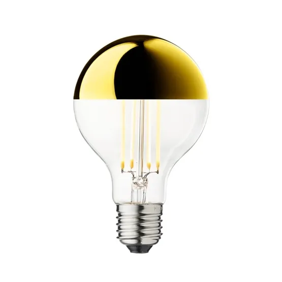 Design By Us Topforspejlet Globe LED Ø80 Crown, guldfarvet – lyskilde — produktfoto