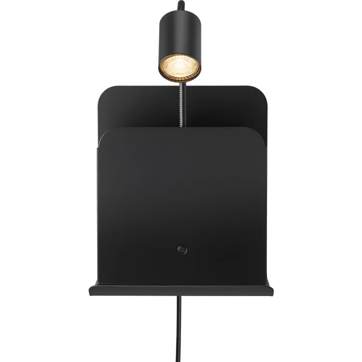 Nordlux Roomi med USB, sort – væglampe — produktfoto