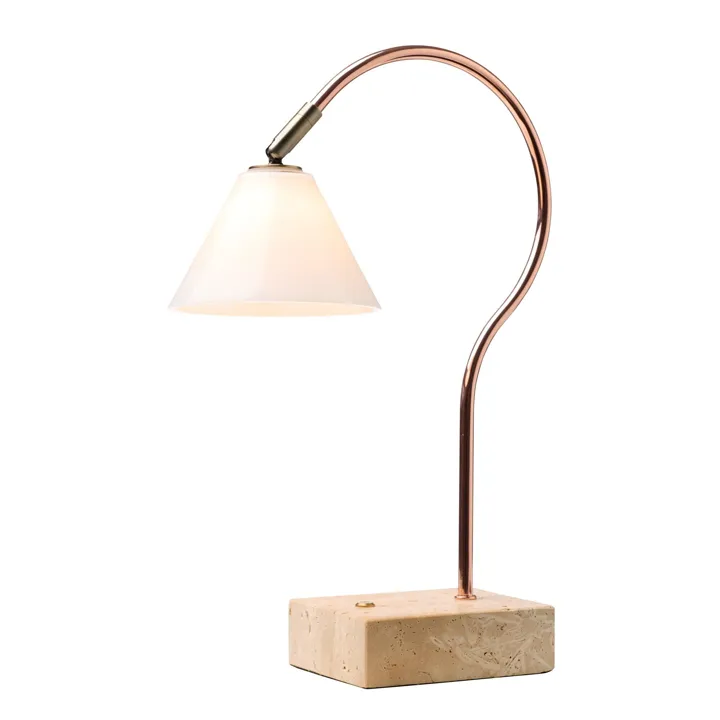 Halo Design Question Kobber/Antik Messing/Opal – transportabel bordlampe — produktfoto