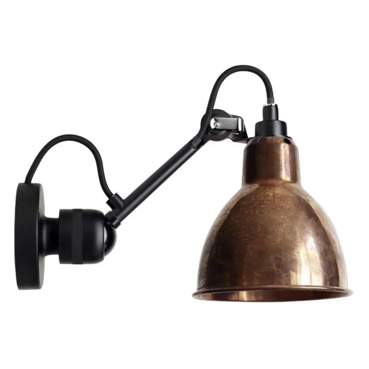 La Lampe Gras N304 Mat Sort & Rå Kobber Med Ledning – væglampe — produktfoto