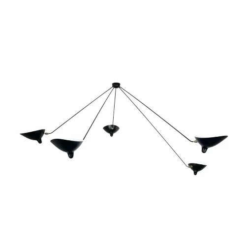 Serge Mouille Spider 5 Fixed Agles Arms Sort – loftlampe — produktfoto