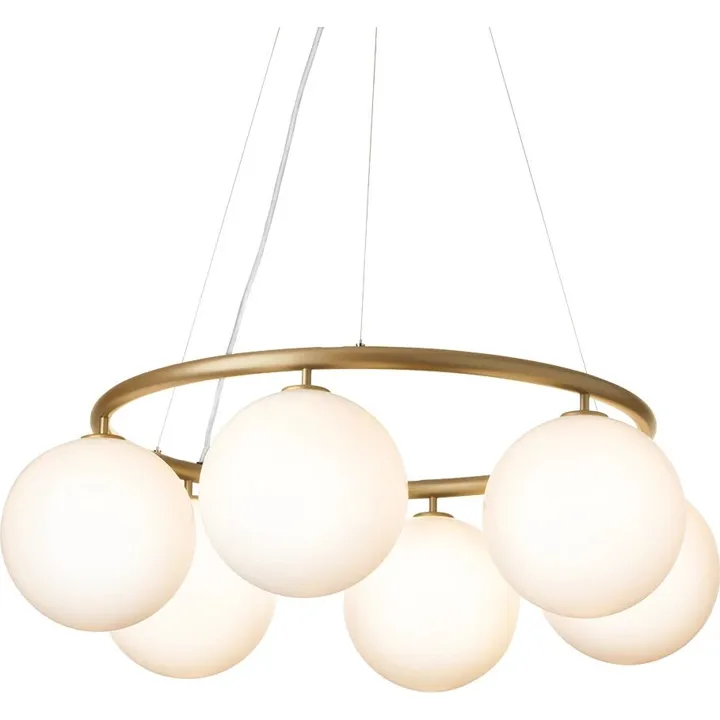 Nuura Miira 6 Circular Messing/Opal Hvid – lysekrone — produktfoto