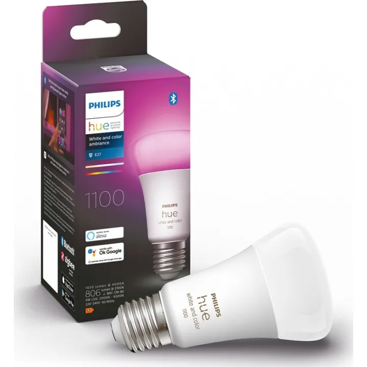 Philips Hue White Color Ambiance E27 standardpære, 2000K-6500K, 9W – pære — produktfoto
