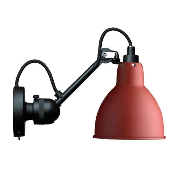 La Lampe Gras N304 Mat Sort & Mat Rød Med Tænd/Sluk – væglampe — produktfoto