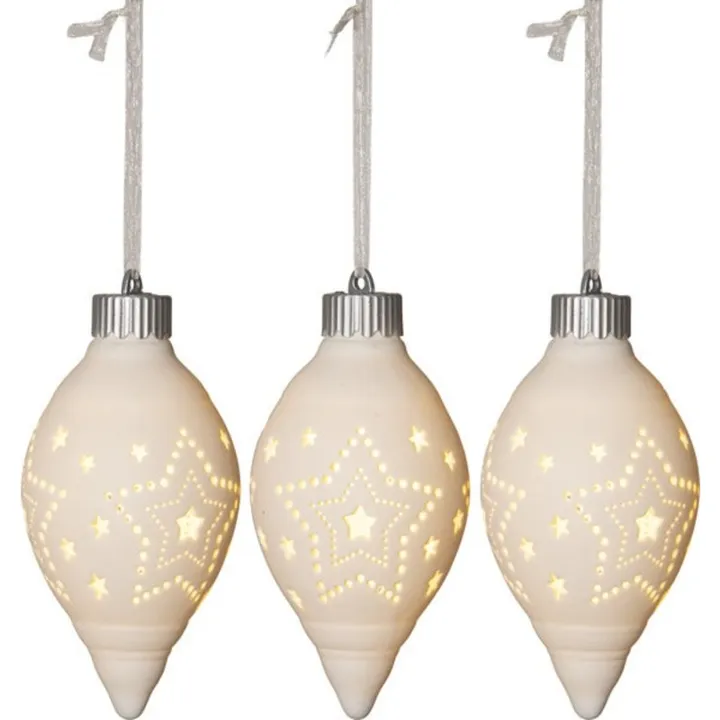 Star Trading Gota porcelænskugler med lys, 13,3 cm, 3-pak – lyskæde — produktfoto