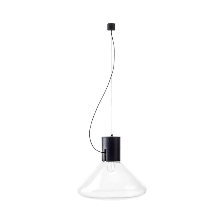 Brokis Muffins Wood 03B Transparent Glas/Sort Eg med Sort Ledning – pendel — produktfoto