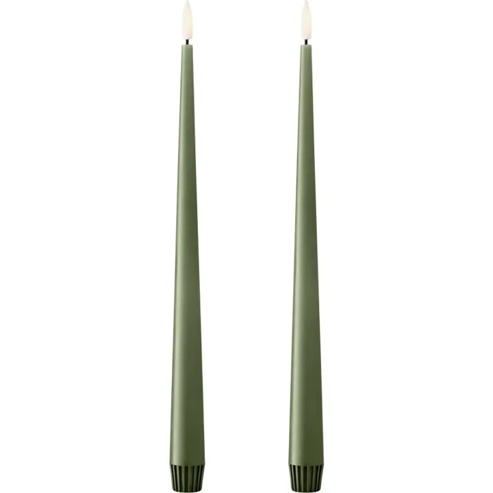 ester & erik LED kronelys, 30 cm, mørkegrøn, 2-pak – LED-stearinlys — produktfoto