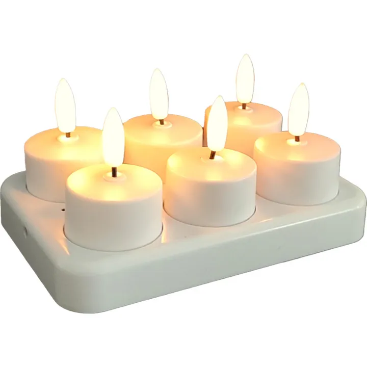 Veli Line LED fyrfadslys, genopladelig, 6-pak – LED-stearinlys — produktfoto