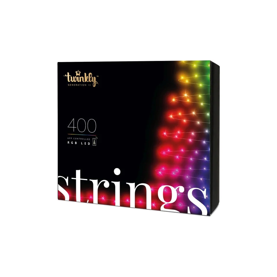 Twinkly Strings 400L RGB lyskæde sort/grøn BT/WIFI Gen II IP44 32 meter Led Lys — produktfoto