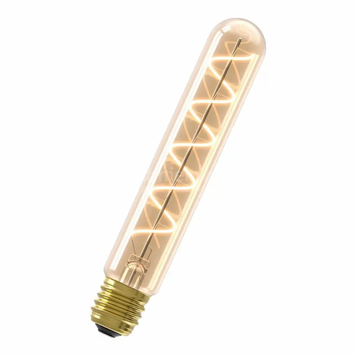 E27 Tubular Flex Filament Pære 2,5W 2100K Guld/Klar — produktfoto