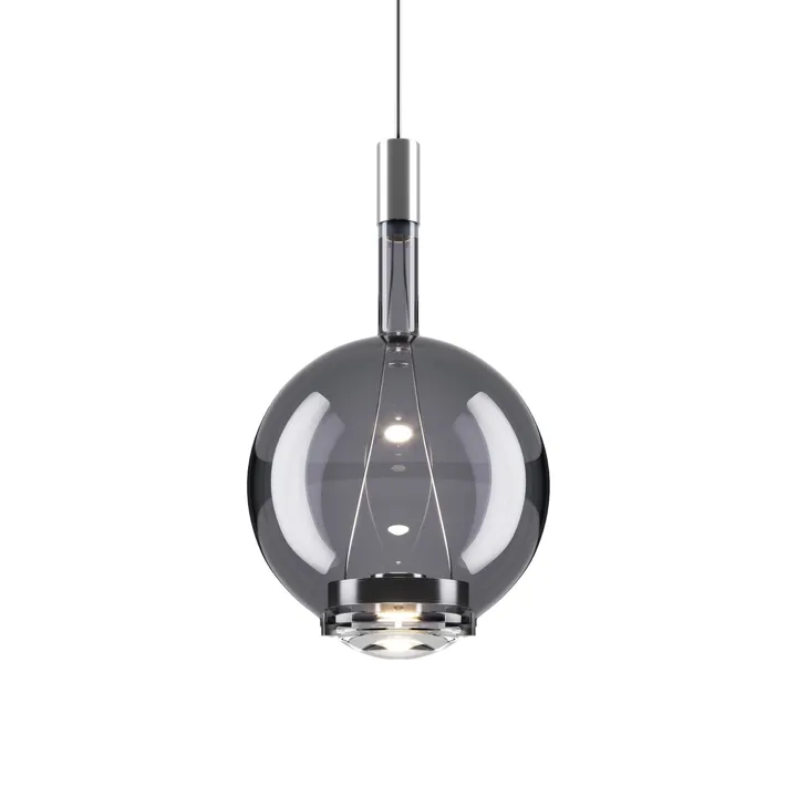 Lodes Sky-Fall Round Medium 2700K Sort Krom/Glossy Smoke – pendel — produktfoto