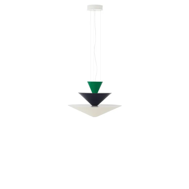 &Tradition Gio LN14 Ø60 Signal Green/Deep Blue/Ecru White – pendel — produktfoto