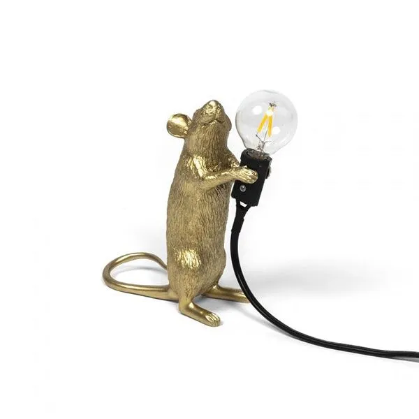 Seletti Mouse Step Standing Guld – bordlampe — produktfoto