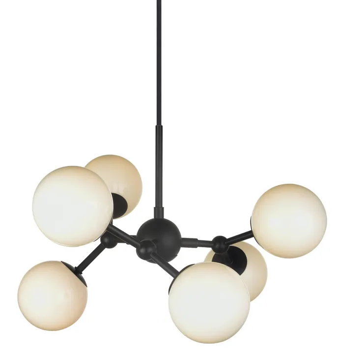 Halo Design Atom Chandelier Sort/Opal – pendel — produktfoto