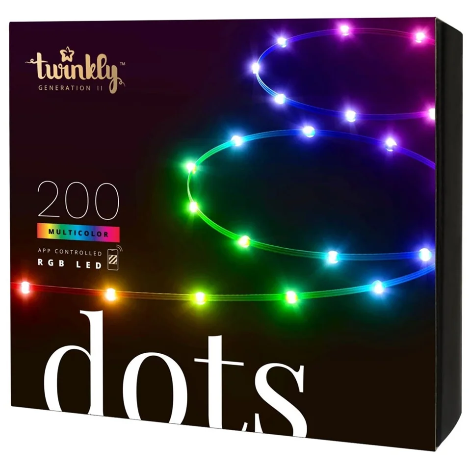Twinkly Dots 200L RGB LED strip med sort ledning 10 meter Led Lys — produktfoto
