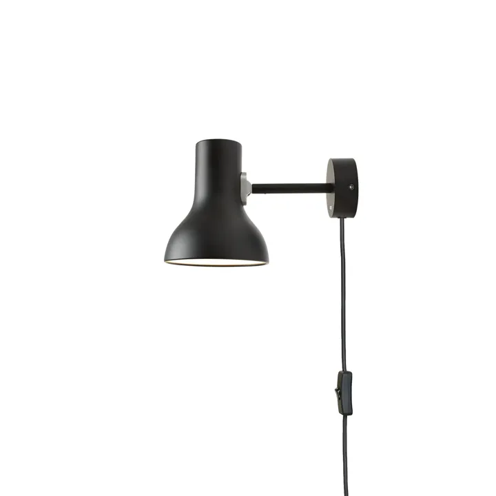Anglepoise Type 75 Mini Med Kabel Jet Black – væglampe — produktfoto