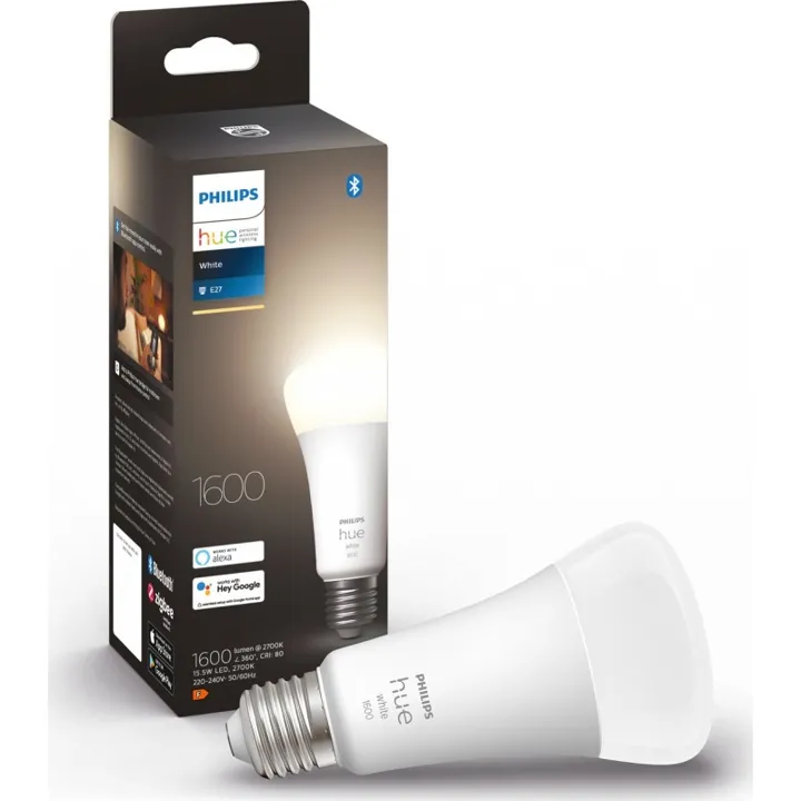 Philips Hue White E27 standardpære, 2700K, 15,5W – pære — produktfoto